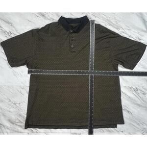 Ashworth Mercered Cotton Polo Shirt Brown Pattern Mens Size L #9